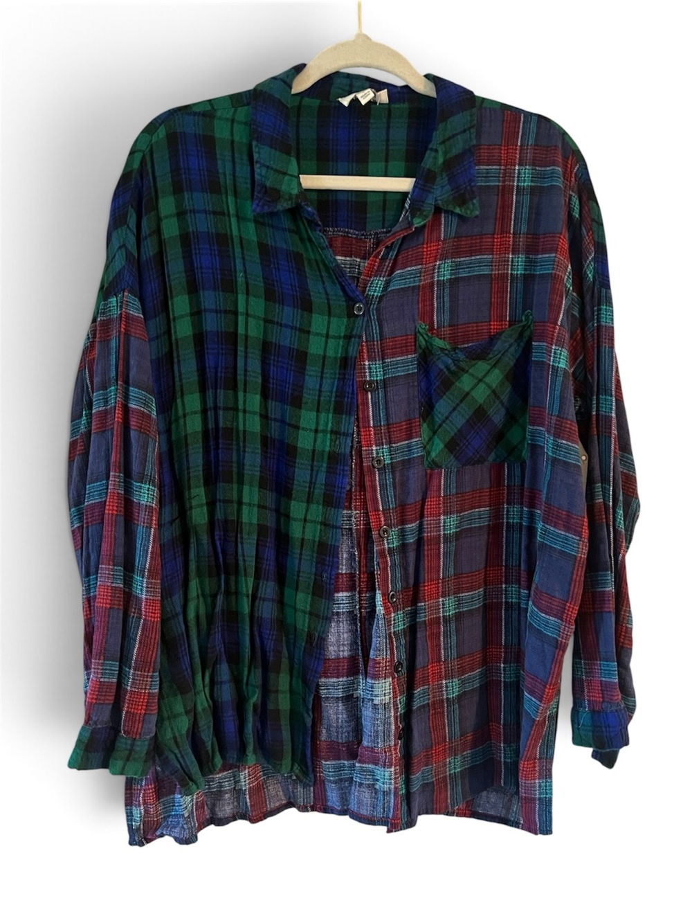 Green & Blue Plaid Button-Up Shirt